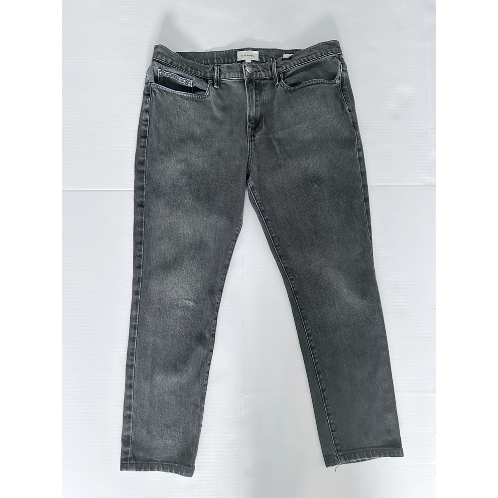 FRAME L'Homme CROPPED Mens 36 hemmed Skinny Jeans Black LMHK504 Denim Pants